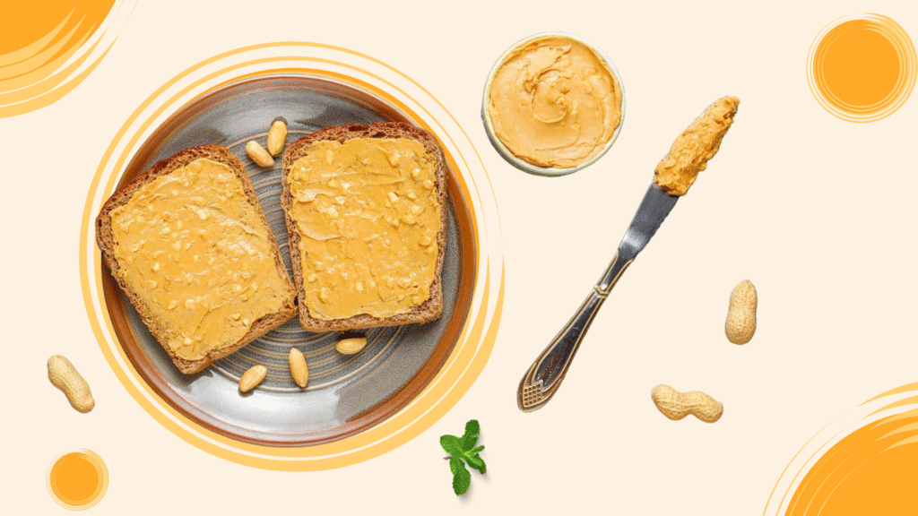 Crunchy peanut butter in a spoon showing chunky texture