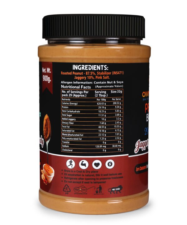 OWNCHOICE Jaggery & Crunchy Peanut Butter – 900g Clear Pack Shot