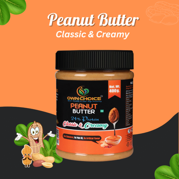 Front view of Own Choice Classic & Creamy Peanut Butter 400g jar