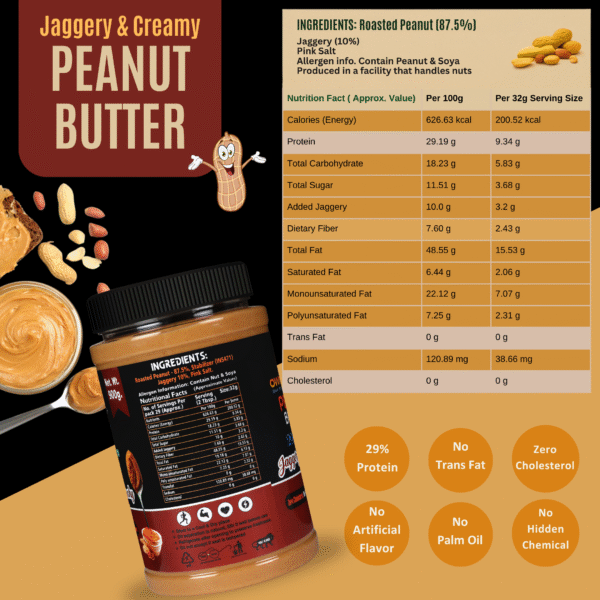 OWNCHOICE Peanut Butter Ingredients and Nutrition Facts 900g