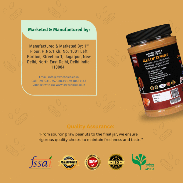 OWNCHOICE Peanut Butter | Manufacturer & Certifications | Alka Enterprises